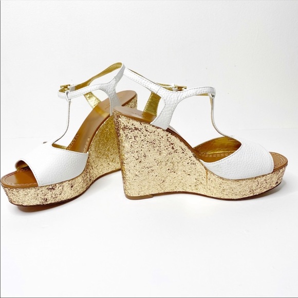 Kate Spade White and Gold Platform Sandals - Picture 9 of 13